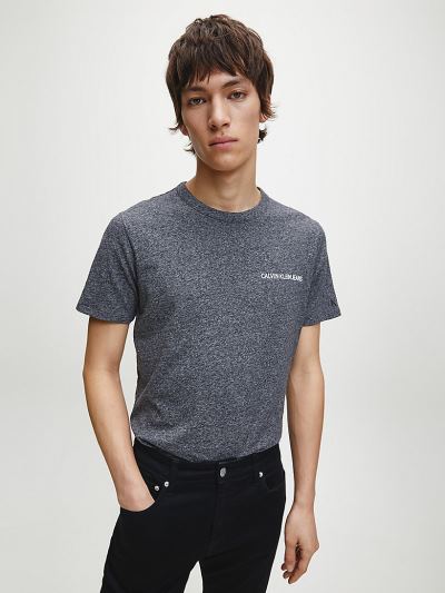 Calvin Klein Ruhák HU938635 | Calvin Klein Slim Organic Cotton Logo Férfi Póló Fekete